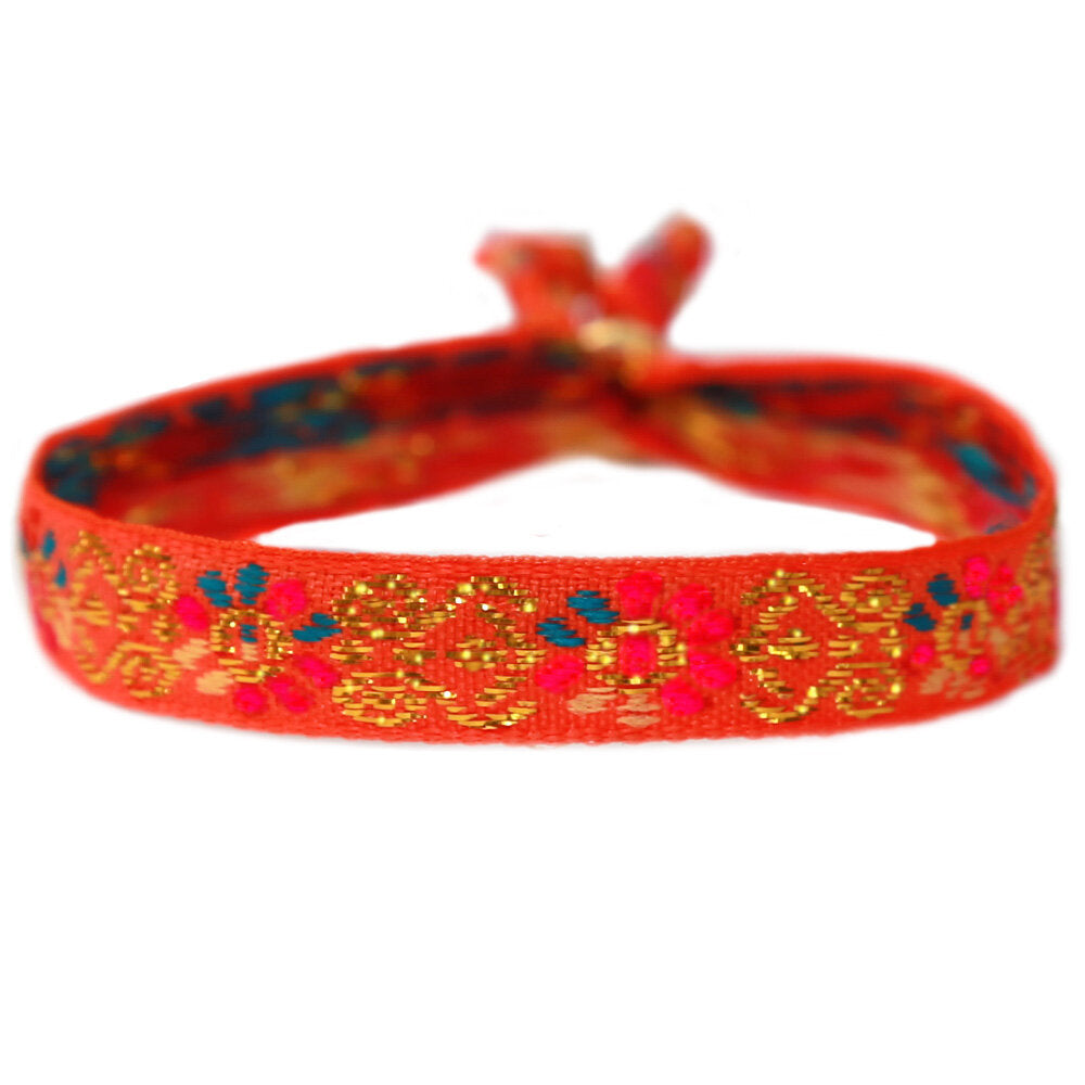 Woven bracelet  flower orange