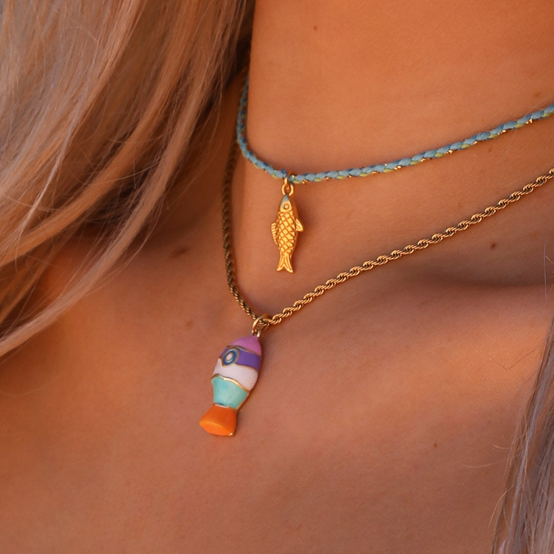 Goldene Kette Hippy Fish