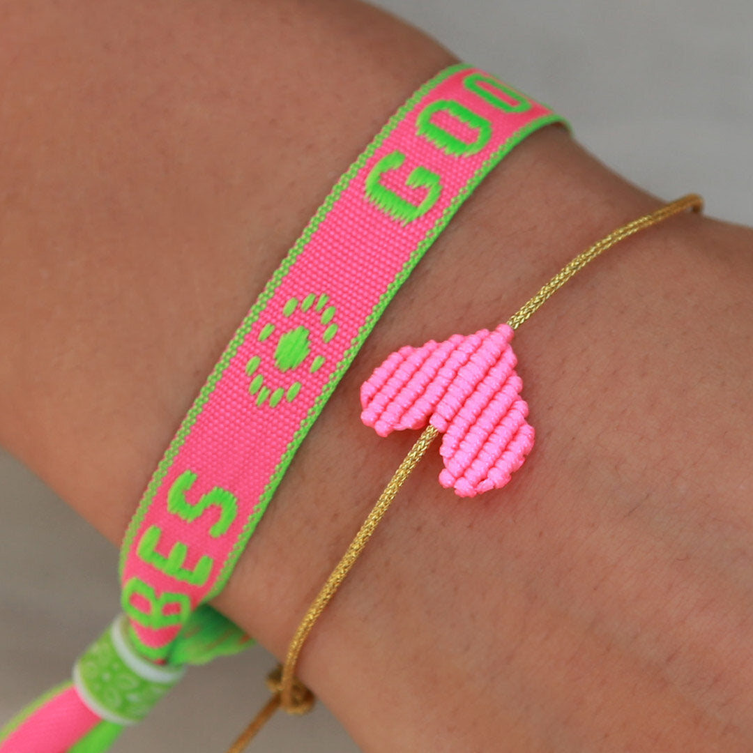 Gewebtes armband good vibes neon