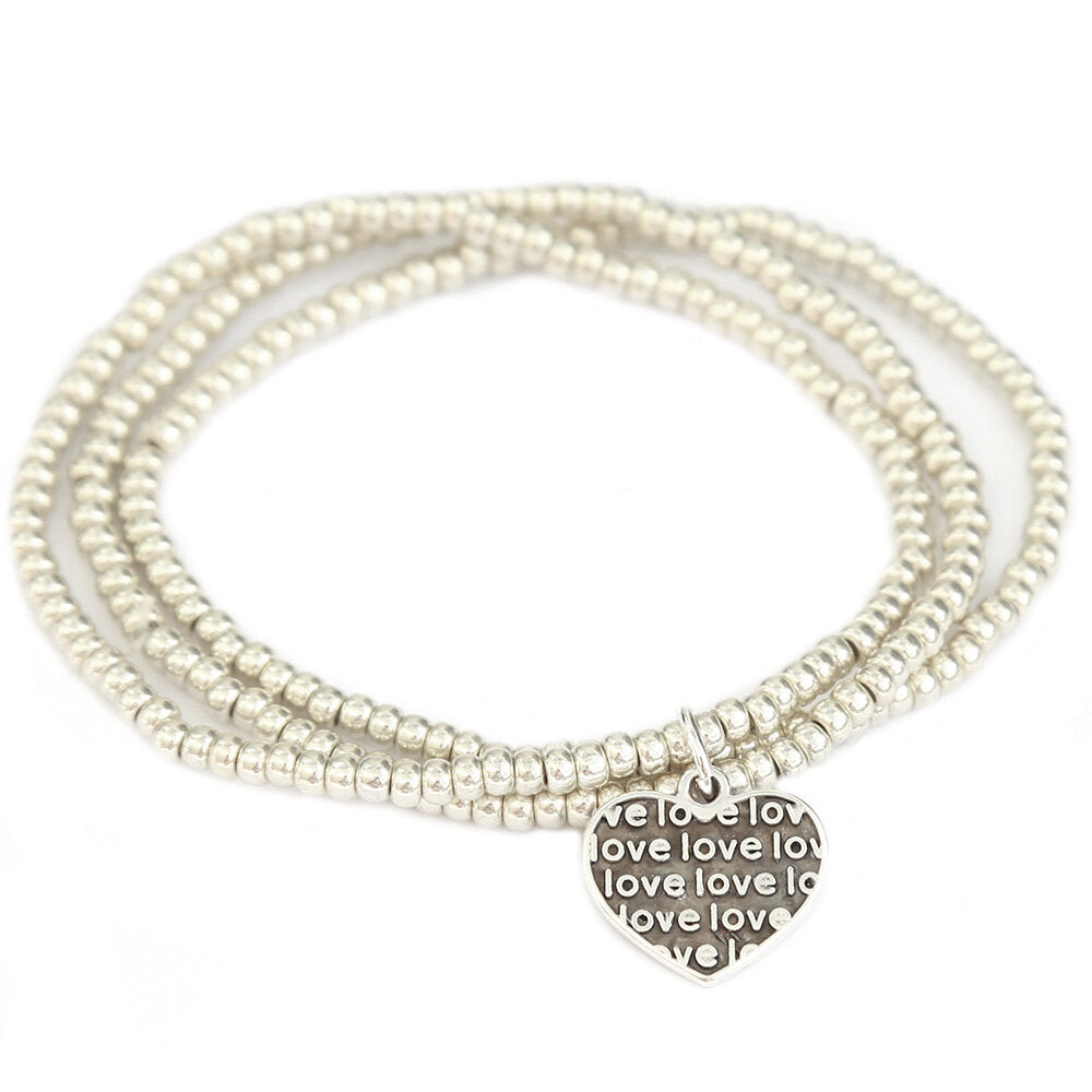 Ensemble de bracelets love argent