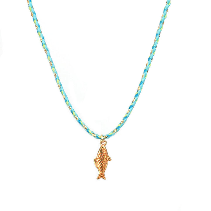 Necklace goldie blue fish