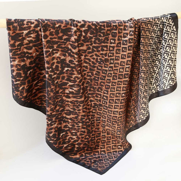 Satin bandana scarf leopard print