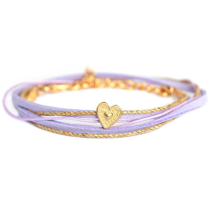 Wrap bracelet lilac heart