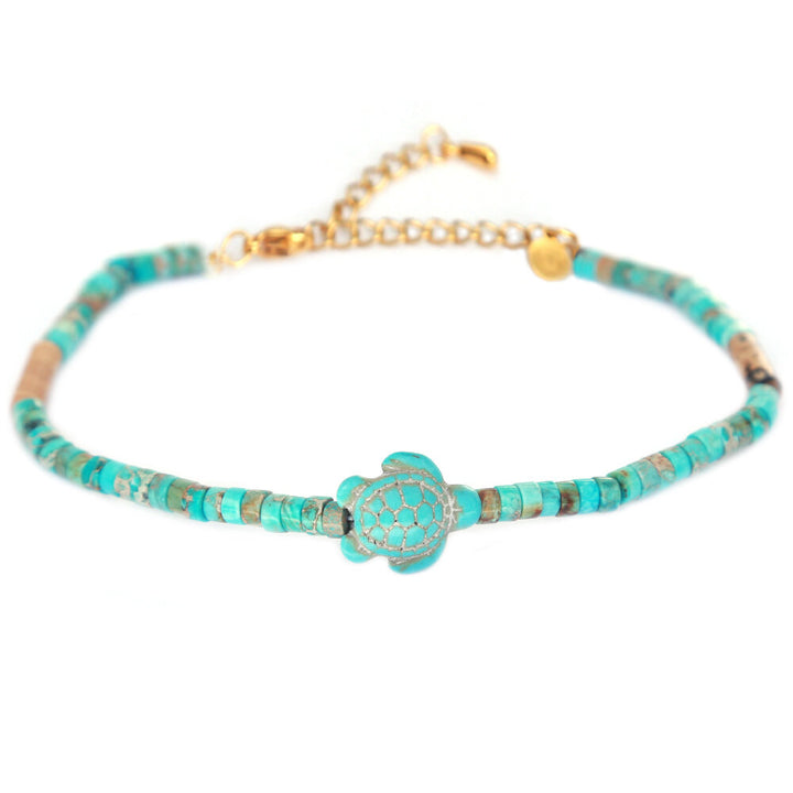 Bracelet de cheville tortue turquoise