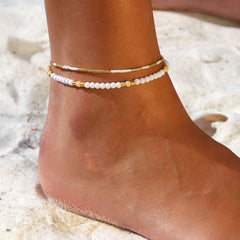 Fußketten miyuki white gold