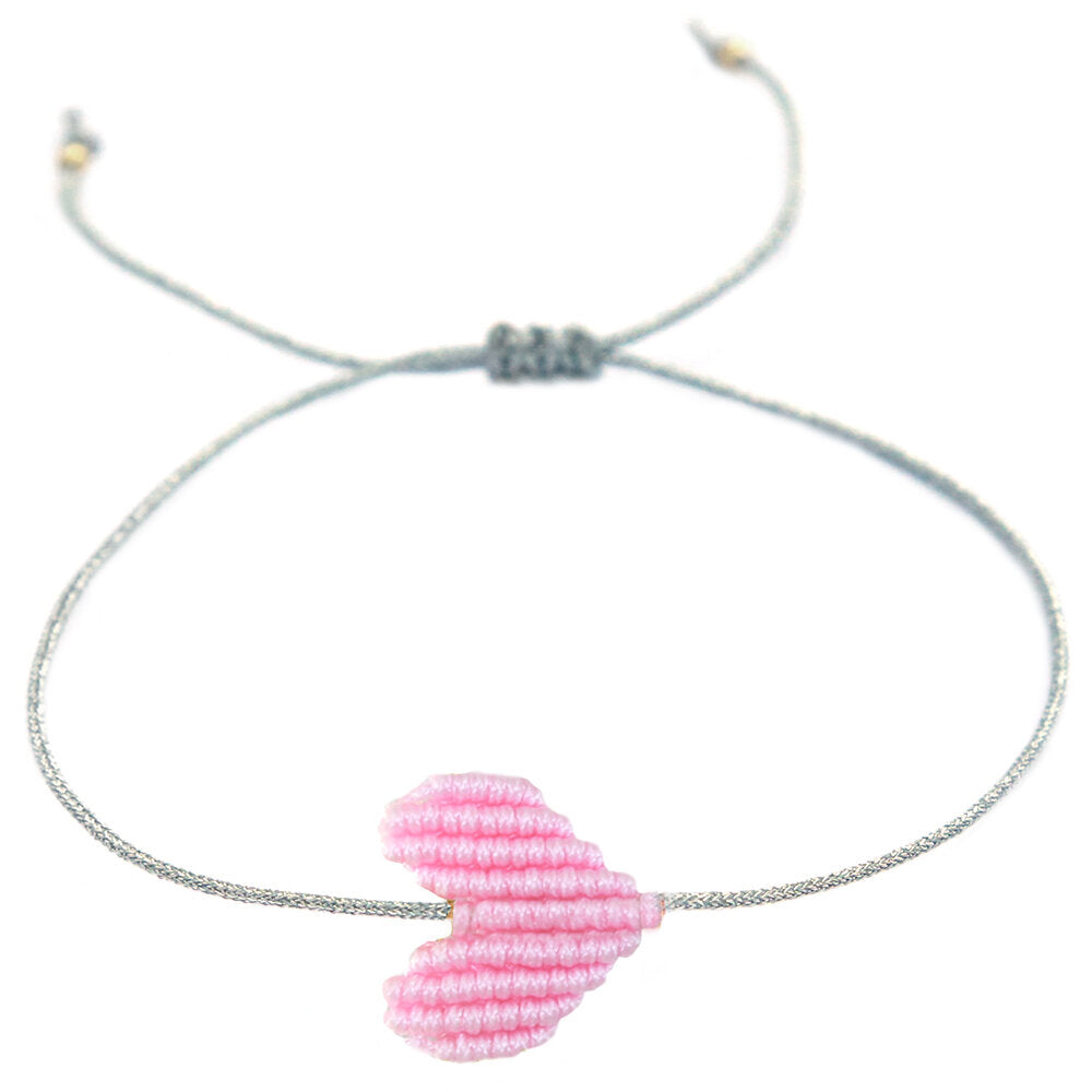 Armband baby pink heart silver