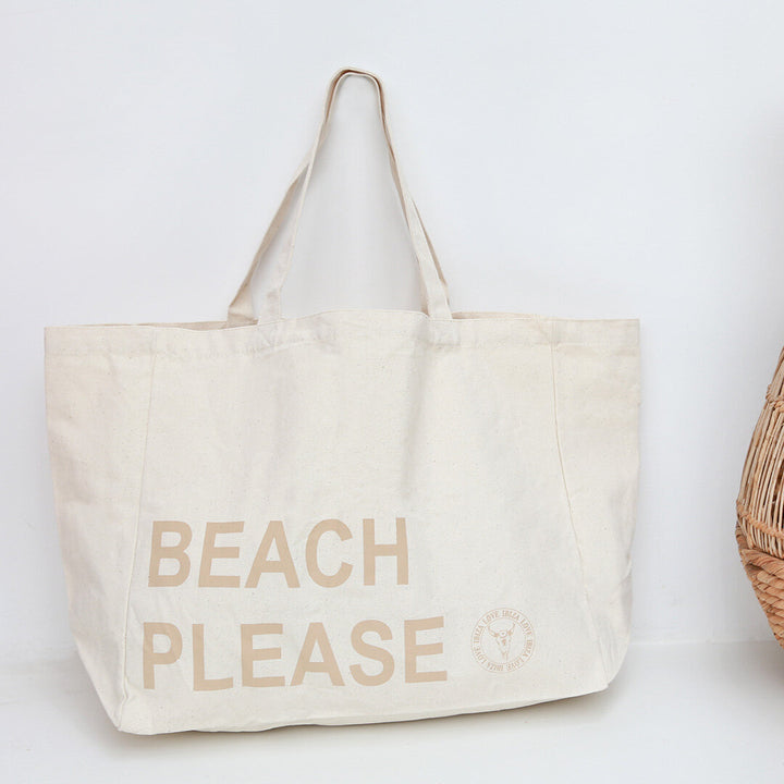 Canvas Strandtasche beach please beige