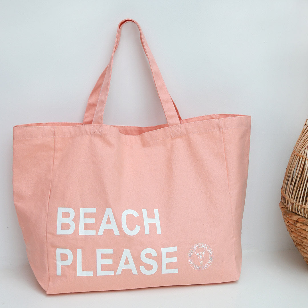 Canvas strandtas beach please peach
