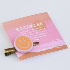 Haarclip smiley orange lilac