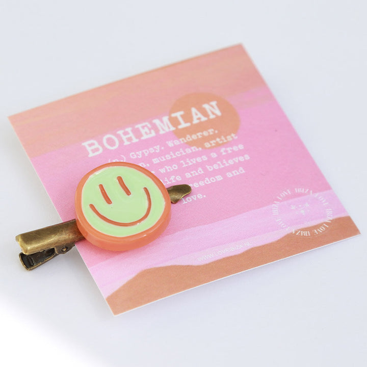 Haarspange Smiley Braun Grün