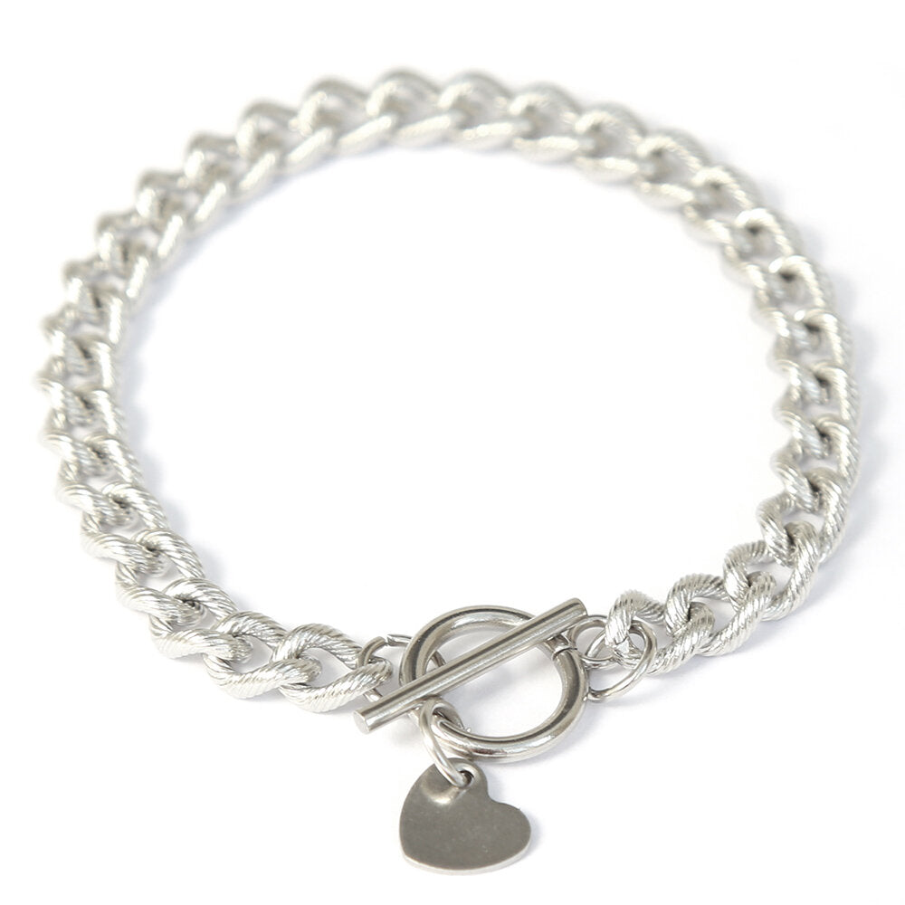 Silver bracelet chain heart