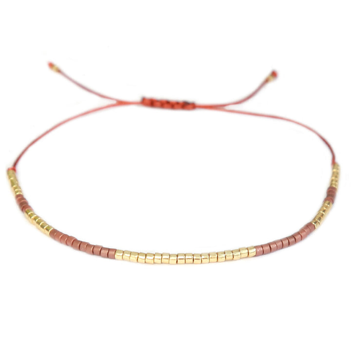 Miyuki armband cognac gold